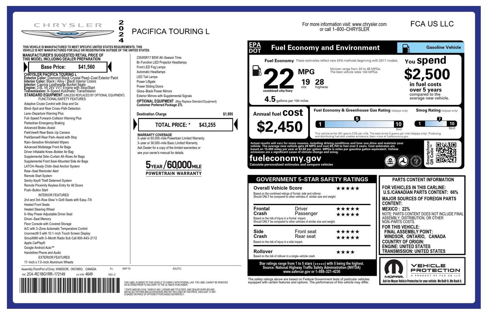 2024 Chrysler Pacifica Touring L