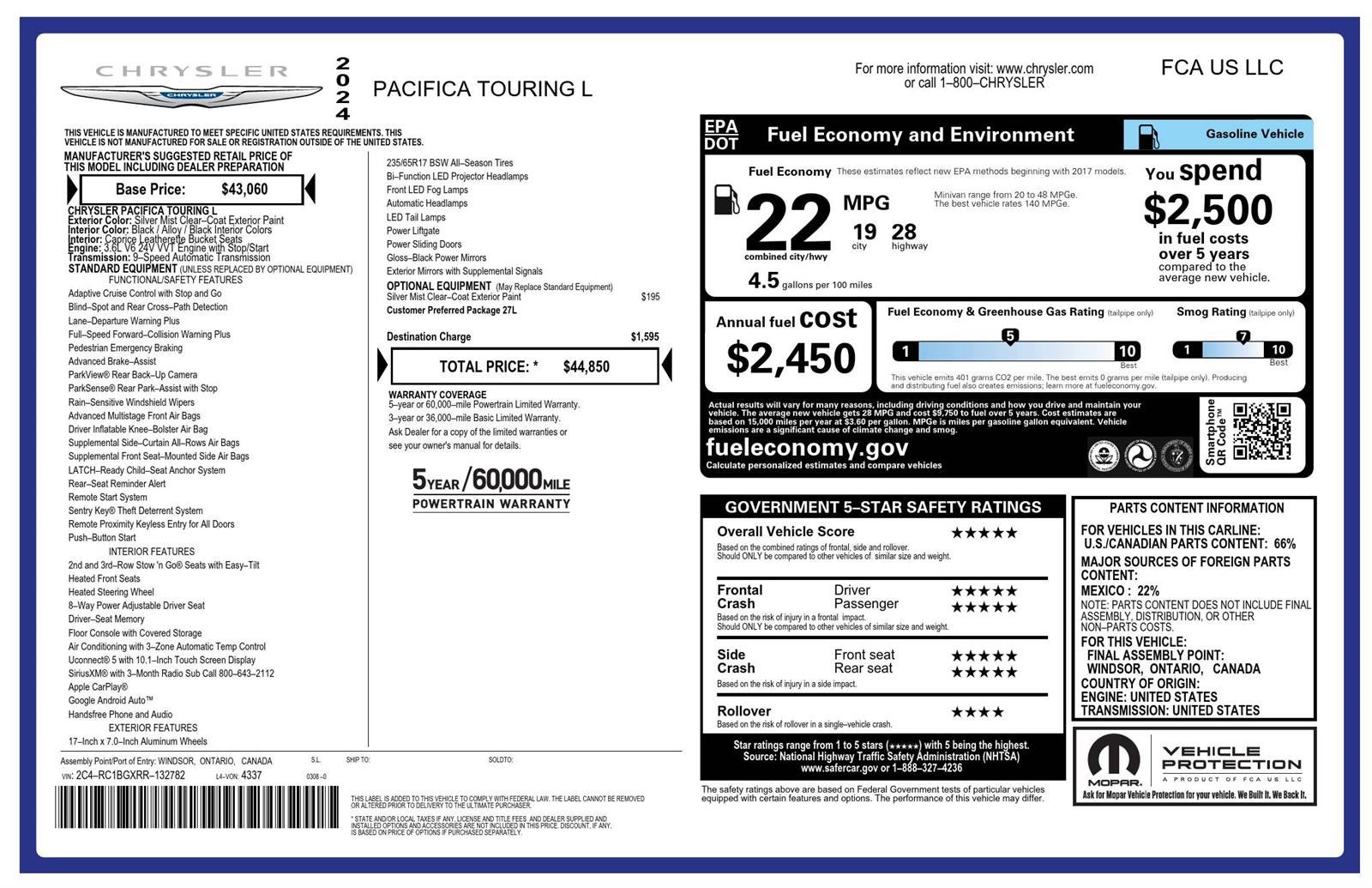 2024 Chrysler Pacifica Touring L