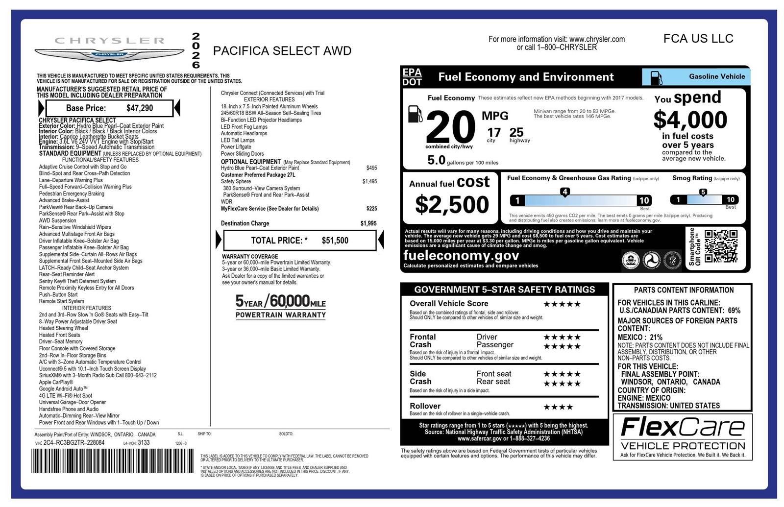 2026 Chrysler Pacifica Select